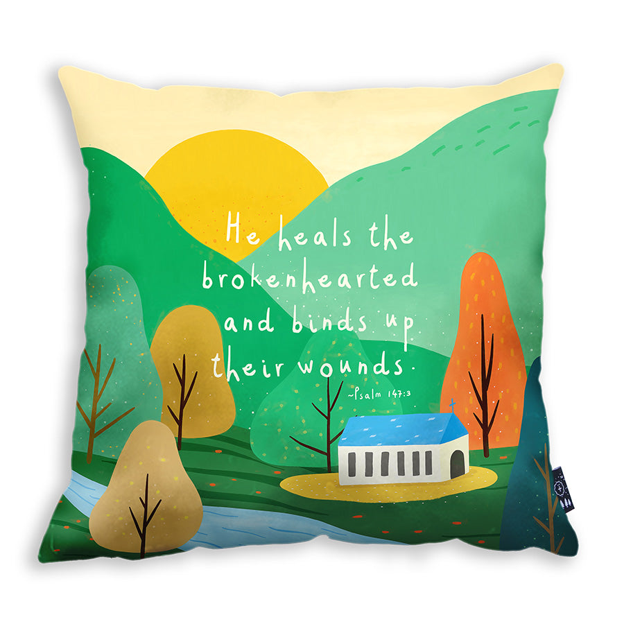 He Heals the Brokenhearted {Cushion Cover} - Cushion Covers by The Commandment Co, The Commandment Co , Singapore Christian gifts shop