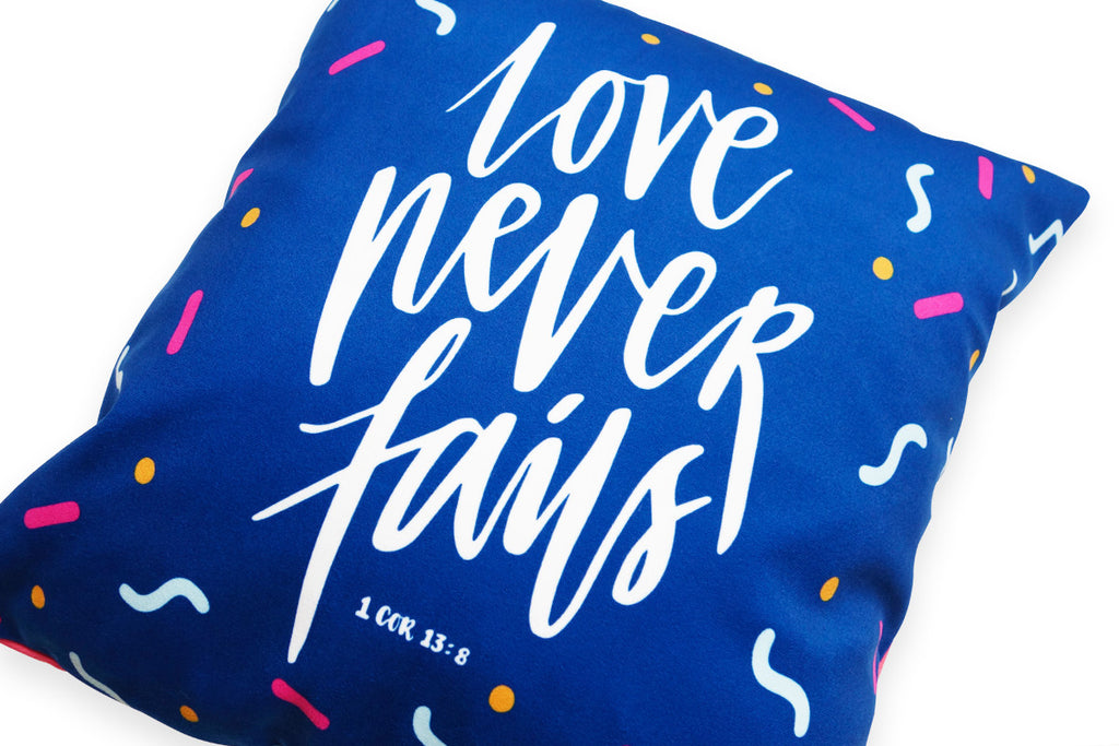 Love Never Fails {Cushion Cover} - Cushion Covers by The Commandment, The Commandment Co , Singapore Christian gifts shop