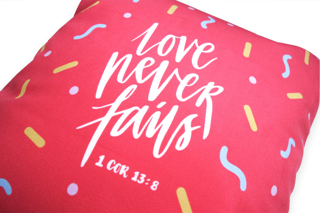Love Never Fails {Cushion Cover} - Cushion Covers by The Commandment, The Commandment Co , Singapore Christian gifts shop