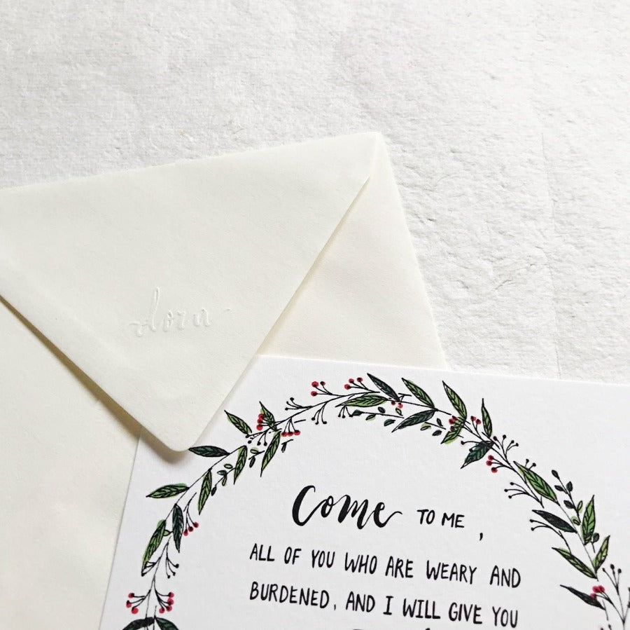 I Will Give You Rest Matthew 11:18 | Greeting Cards - Cards by Dora Prints, The Commandment Co , Singapore Christian gifts shop