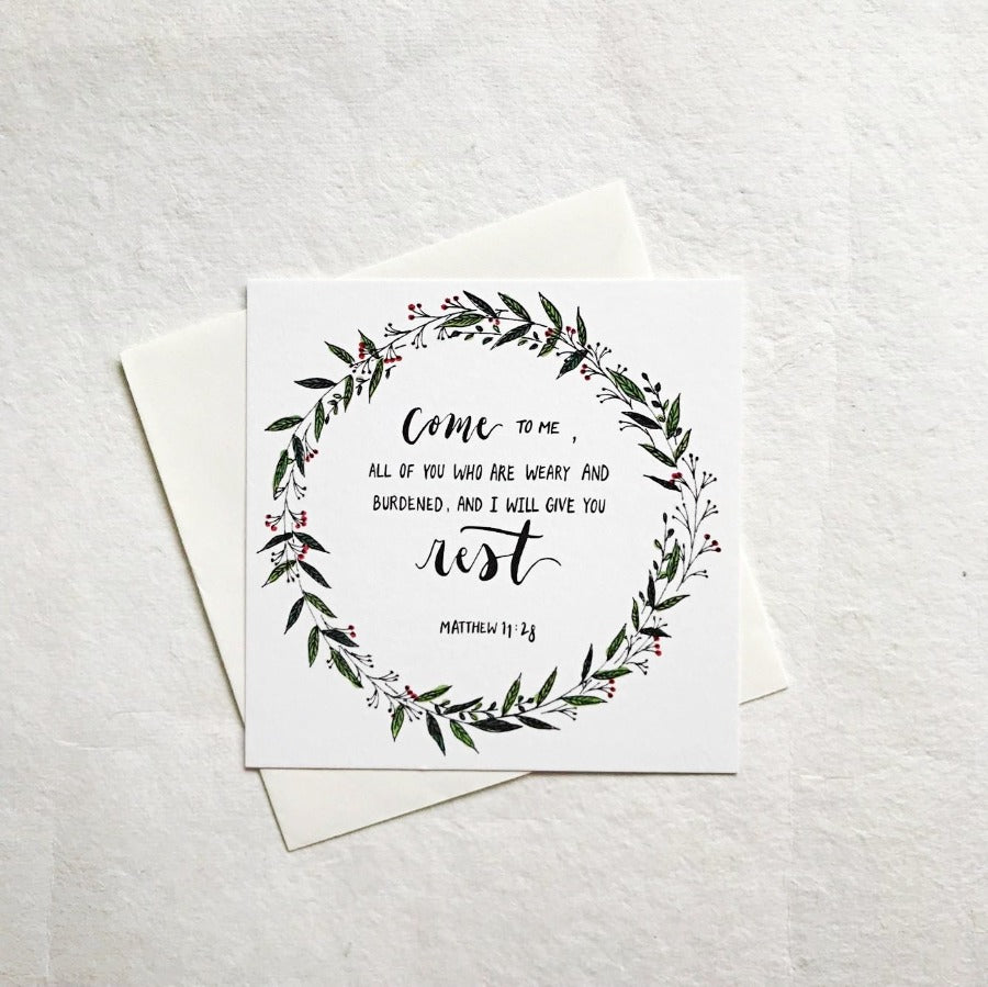 I Will Give You Rest Matthew 11:18 | Greeting Cards - Cards by Dora Prints, The Commandment Co , Singapore Christian gifts shop