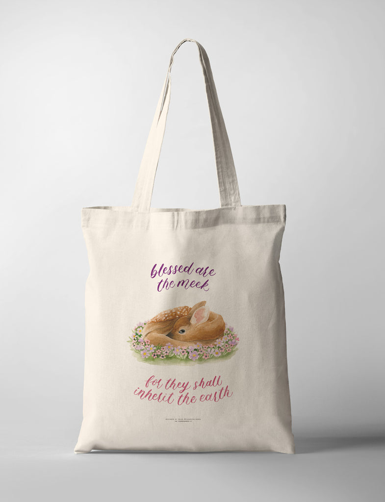 Blessed Are The Meek {Tote Bag} - tote bag by Flowering Words, The Commandment Co