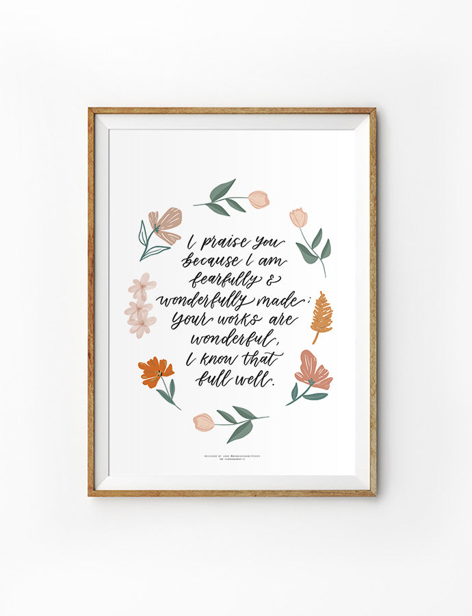 Fearfully and Wonderfully Made {Poster} - Posters by Branches and Strokes, The Commandment Co , Singapore Christian gifts shop