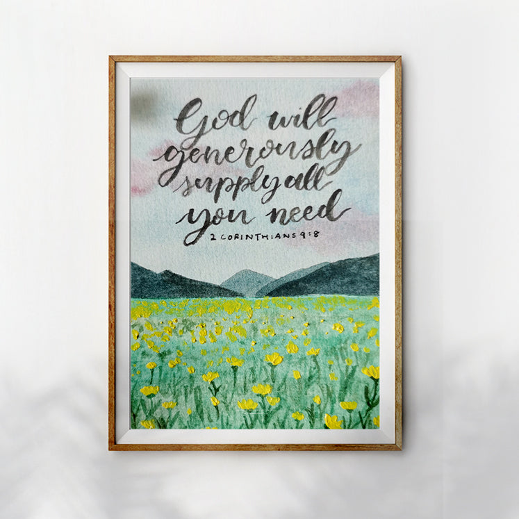God Will Generously Supply All Your Needs {Poster} - Posters by P.Paints, The Commandment Co , Singapore Christian gifts shop