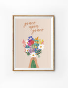 grace upon grace with bouquet of flowers poster design by Branches and Strokes