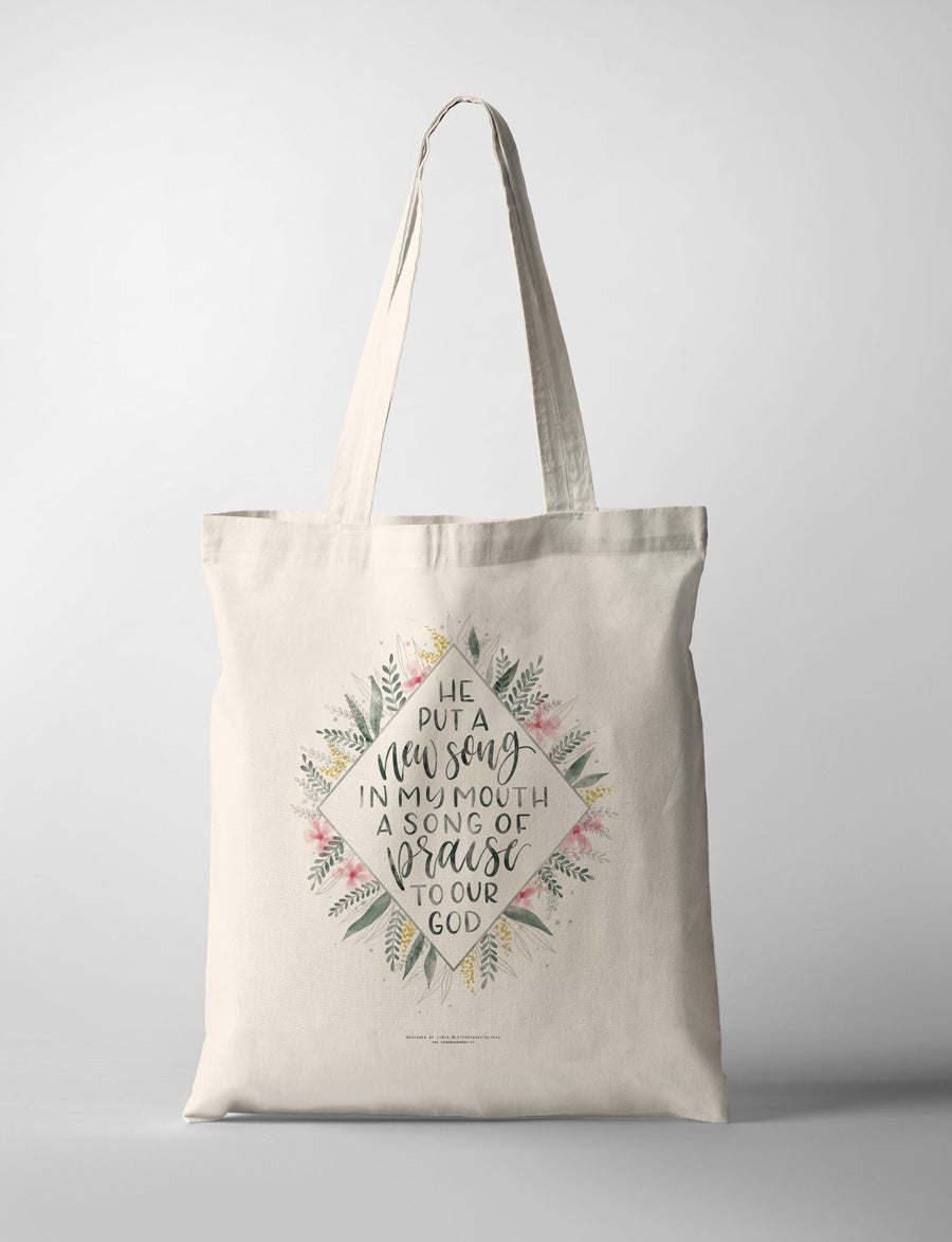 Bible art designed by Lydia printed on canvas tote bag great ideas for christians birthday baptism gifts commandment co
