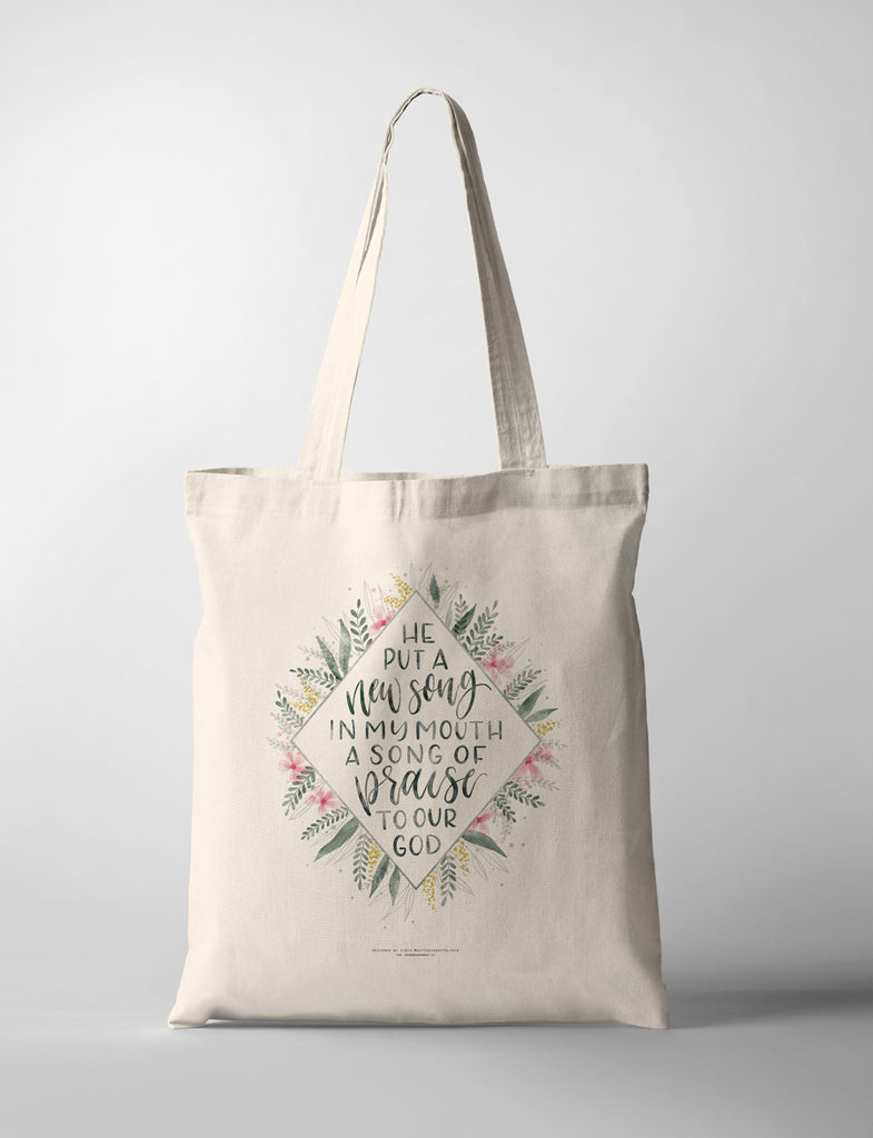 Bible art designed by Lydia printed on canvas tote bag great ideas for christians birthday baptism gifts commandment co