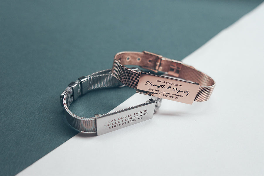 J&Co Foundry Classic Little Message Plate Bracelet - verse band by J&Co Foundry, The Commandment Co , Singapore Christian gifts shop