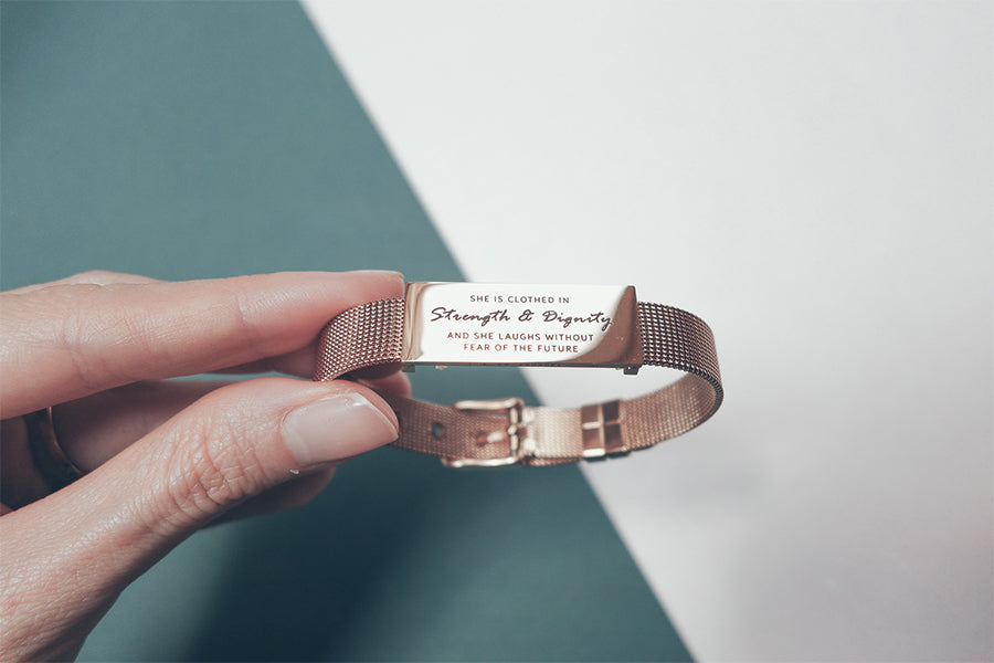 J&Co Foundry Classic Little Message Plate Bracelet - verse band by J&Co Foundry, The Commandment Co , Singapore Christian gifts shop