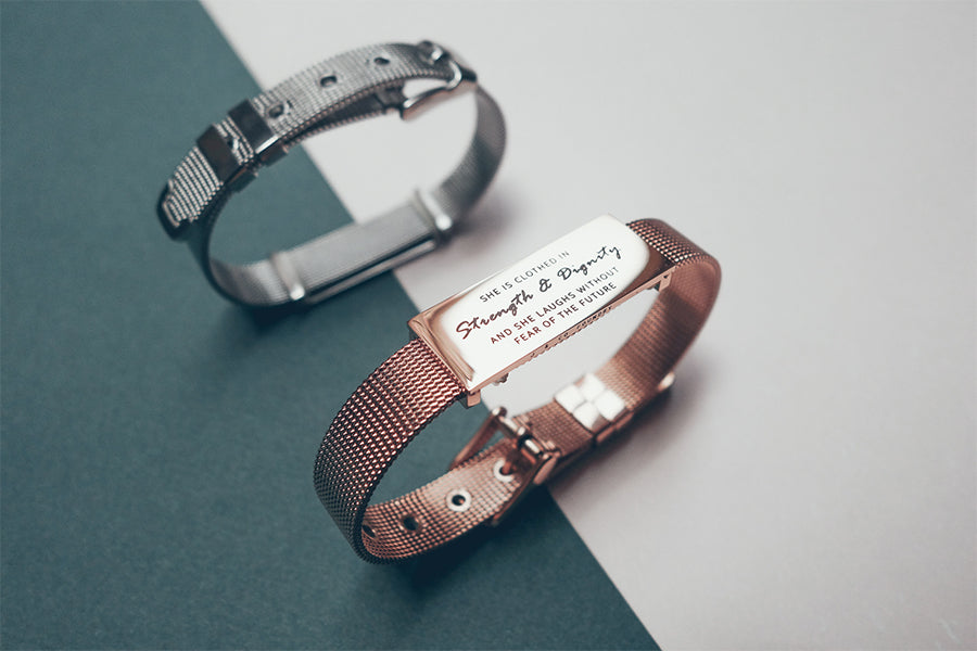 J&Co Foundry Classic Little Message Plate Bracelet - verse band by J&Co Foundry, The Commandment Co , Singapore Christian gifts shop