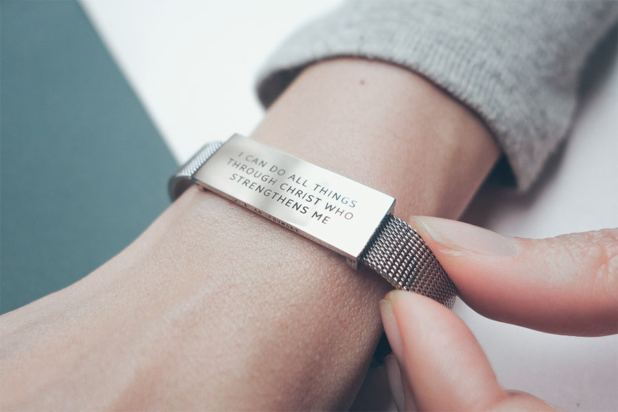 J&Co Foundry Classic Little Message Plate Bracelet - verse band by J&Co Foundry, The Commandment Co , Singapore Christian gifts shop