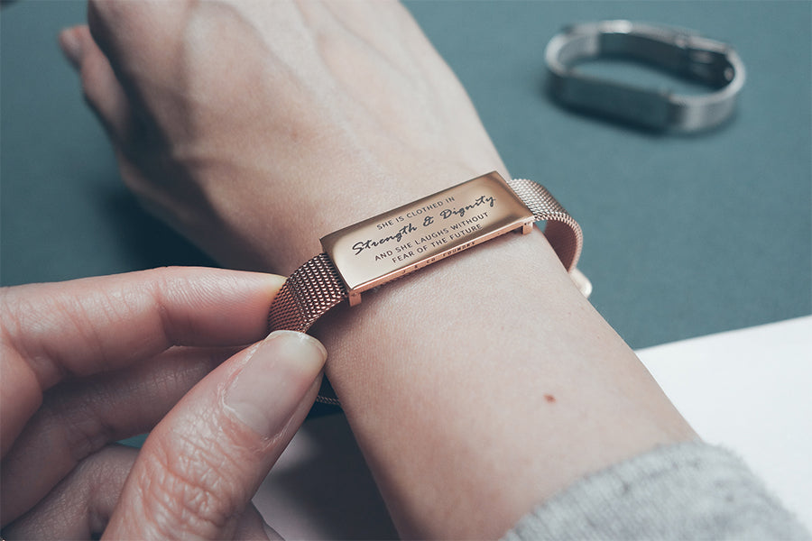 J&Co Foundry Classic Little Message Plate Bracelet - verse band by J&Co Foundry, The Commandment Co , Singapore Christian gifts shop