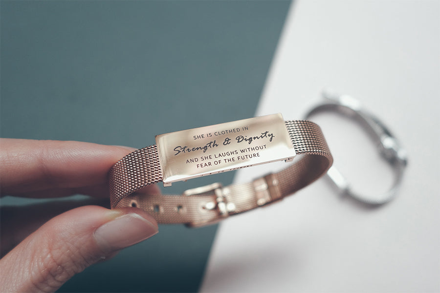 J&Co Foundry Classic Little Message Plate Bracelet - verse band by J&Co Foundry, The Commandment Co , Singapore Christian gifts shop