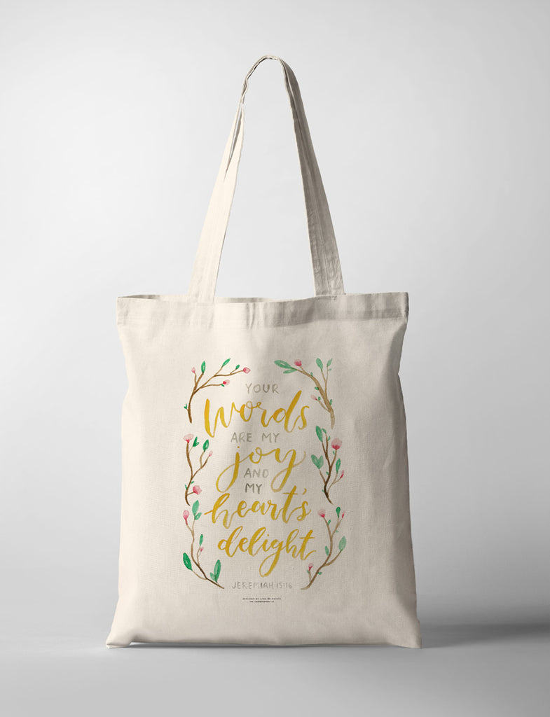 Your Words Are My Joy and My Heart's Delight {Tote Bag} - tote bag by P.Paints, The Commandment Co , Singapore Christian gifts shop