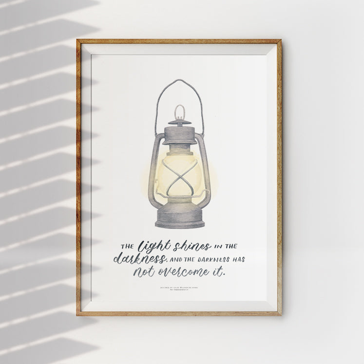 lamp with encouraging quotes poster design hanging on the wall