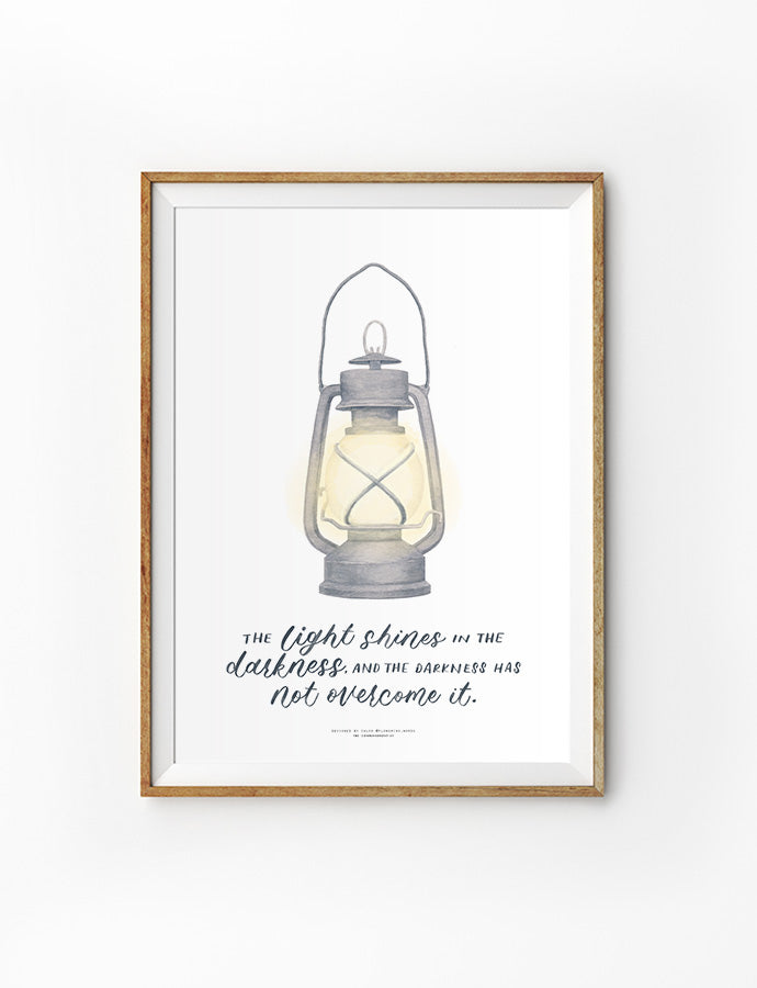 poster design with a lamp and encouraging texts by Chloe flowering.words