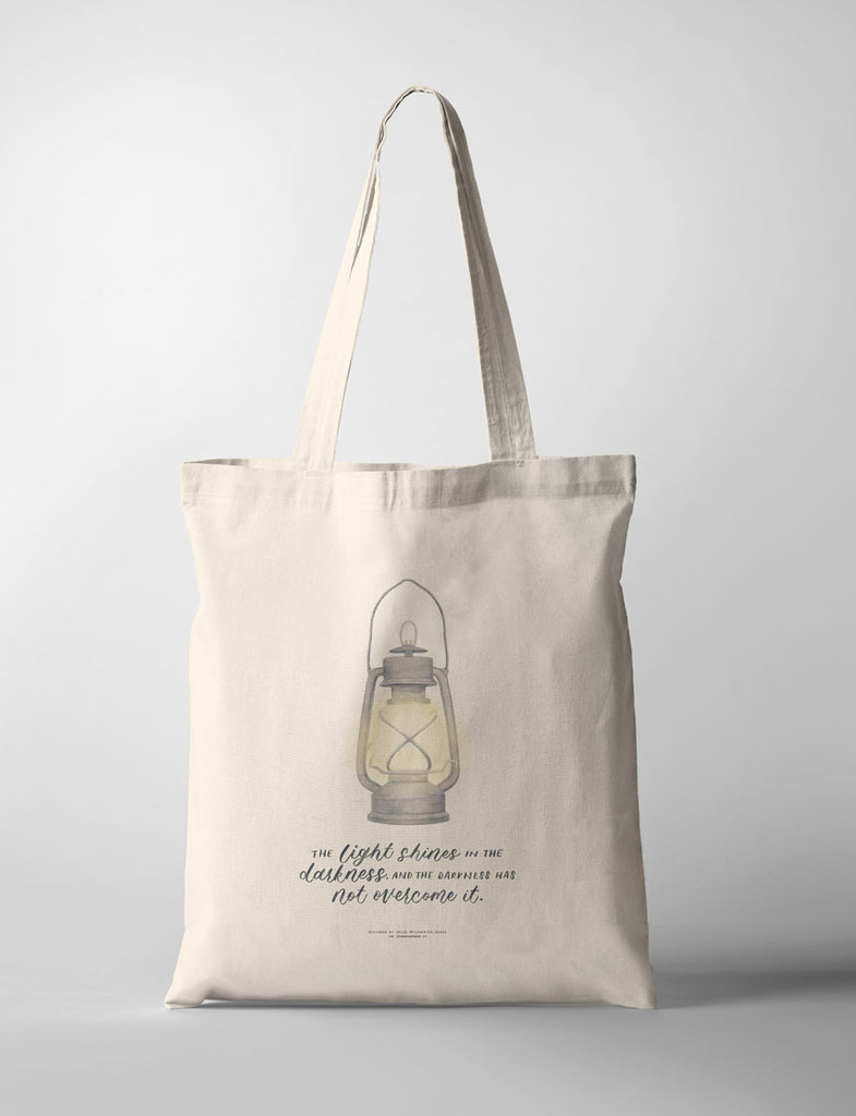 The Light Shines In The Darkness {Tote Bag} - tote bag by Flowering Words, The Commandment Co , Singapore Christian gifts shop