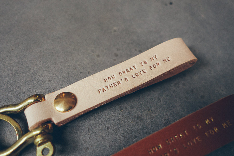 Leather Keychain with Brass - Keychain by The Messenger by TCCO, The Commandment Co , Christian Gifts Store Singapore