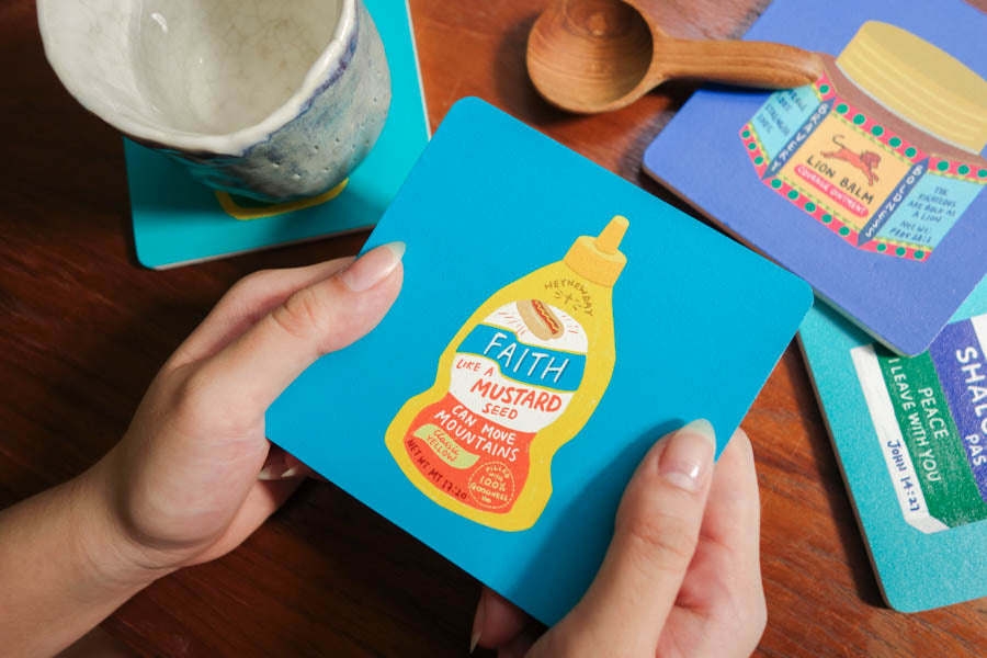 Faith Mustard Sauce | Coasters {LOVE SUPERMARKET} - coasters by The Commandment Co, The Commandment Co , Singapore Christian gifts shop