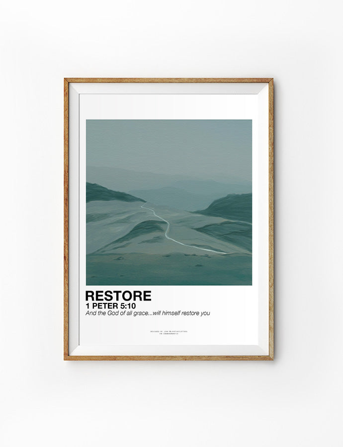 restore wall art poster by jenn love thatletters ideal for home and living decor