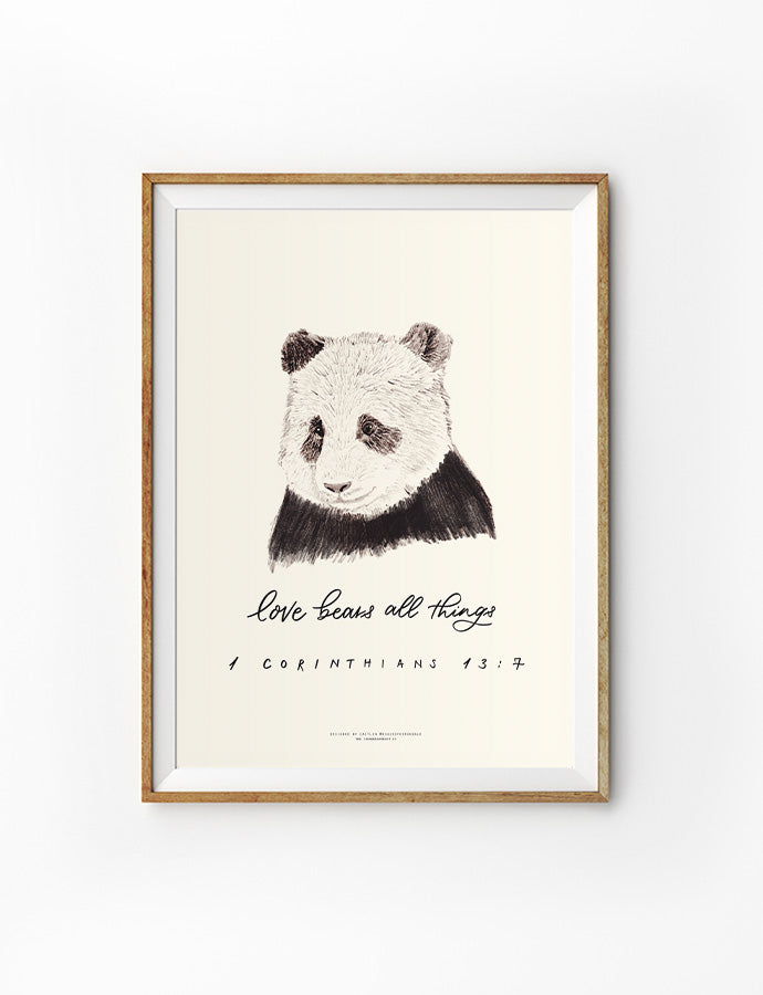 wall art poster with cute panda love bears all things design