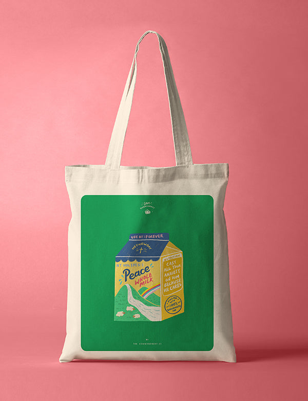 Tote bag with Bread loaf design and the theme 'Peace'
