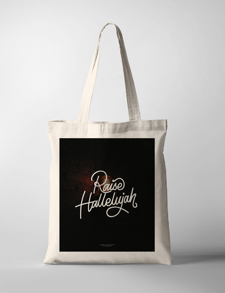 Raise Hallelujah spiritual tote bag outfit design