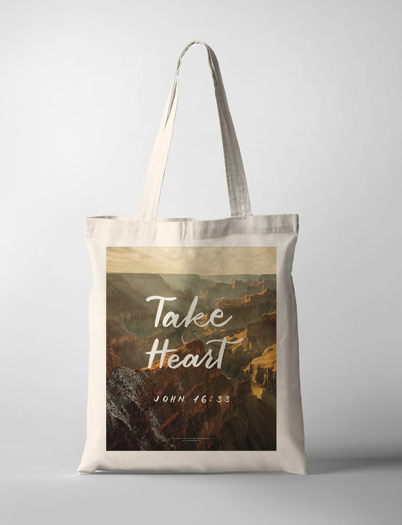 scenery with bible verse tote bag design