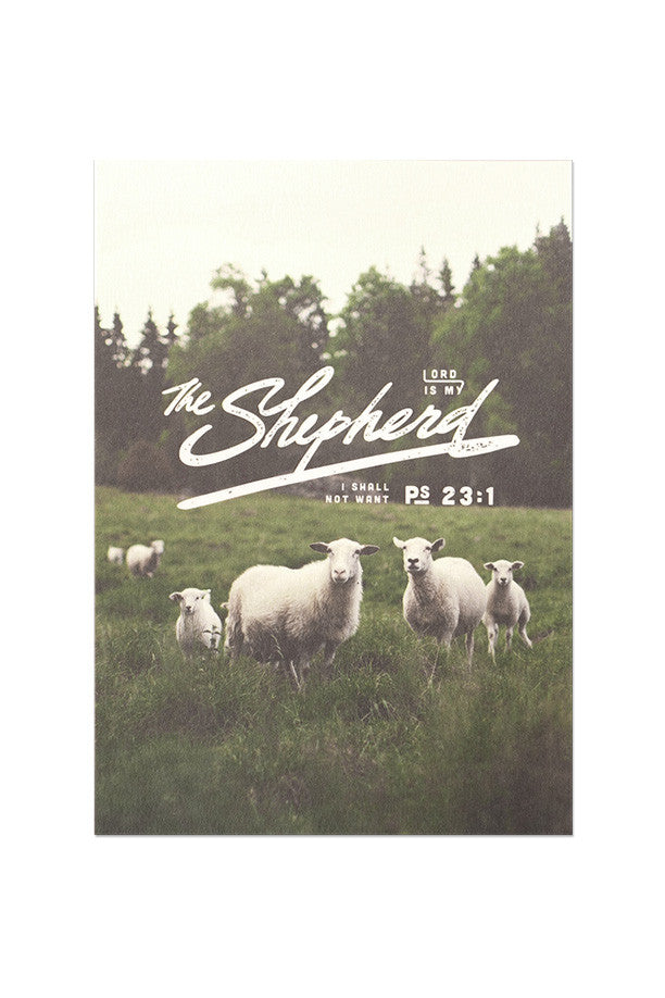The lord is my shepherd I shall not want greeting card. Be content in the lord inspirational greeting cards