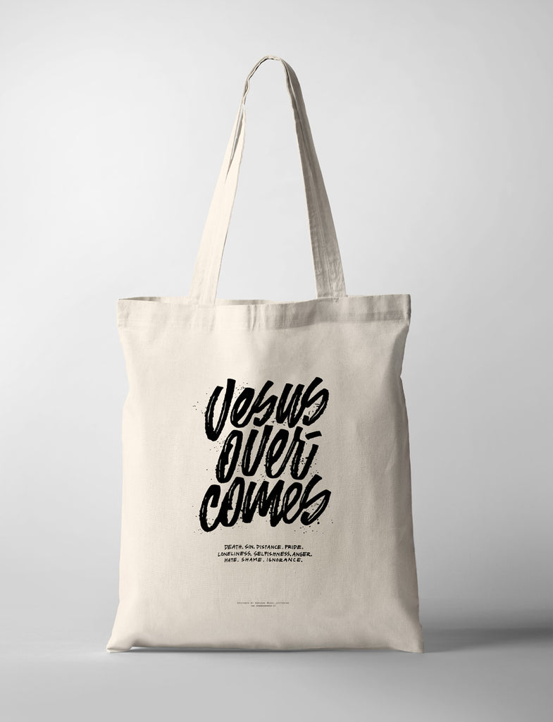 Jesus Overcome {Tote Bag} - tote bag by Soul Lettering, The Commandment Co , Singapore Christian gifts shop