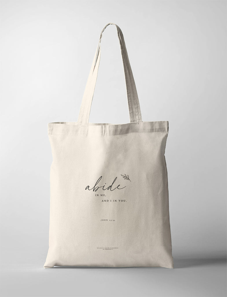 Abide In Me {Tote Bag} - tote bag by Little Moses Print, The Commandment Co , Singapore Christian gifts shop