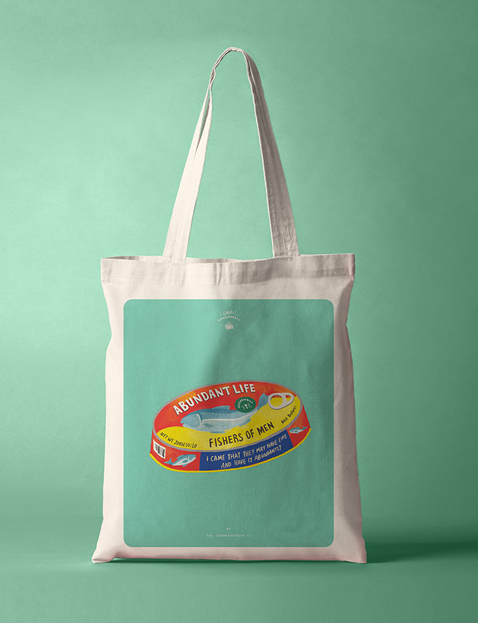 Abundant Life Canned Fish {Tote Bag} - tote bag by The Commandment, The Commandment Co