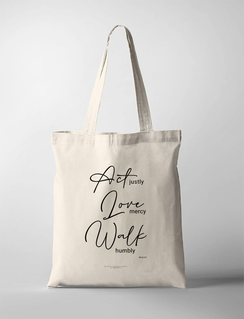 Act Love Walk {Tote Bag} - tote bag by His Mighty Prints, The Commandment Co , Singapore Christian gifts shop