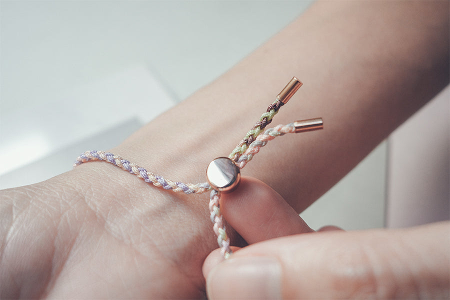 Adjustable Braided Band Bracelet showing extendable band