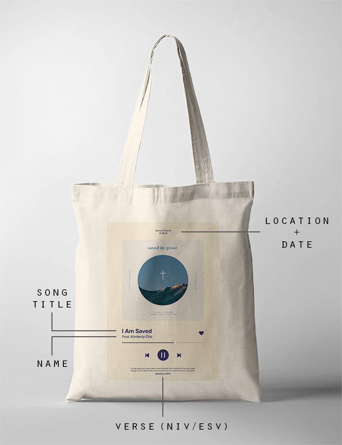 I Am Baptised Song Playlist Tote Bag {Customisable} - tote bag by The Commandment Co, The Commandment Co , Singapore Christian gifts shop