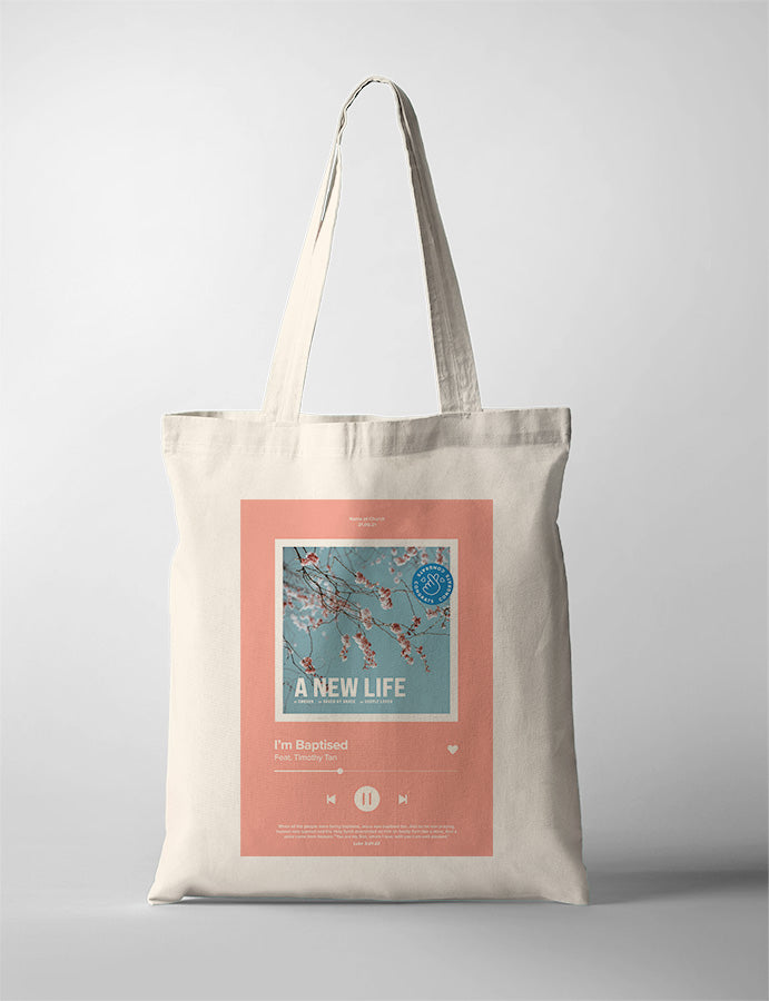 I Am Baptised Song Playlist Tote Bag {Customisable} - tote bag by The Commandment Co, The Commandment Co , Singapore Christian gifts shop