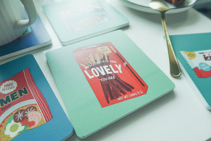 Lovely Chocolate Sticks | Coasters {LOVE SUPERMARKET} - coasters by The Commandment Co, The Commandment Co , Singapore Christian gifts shop