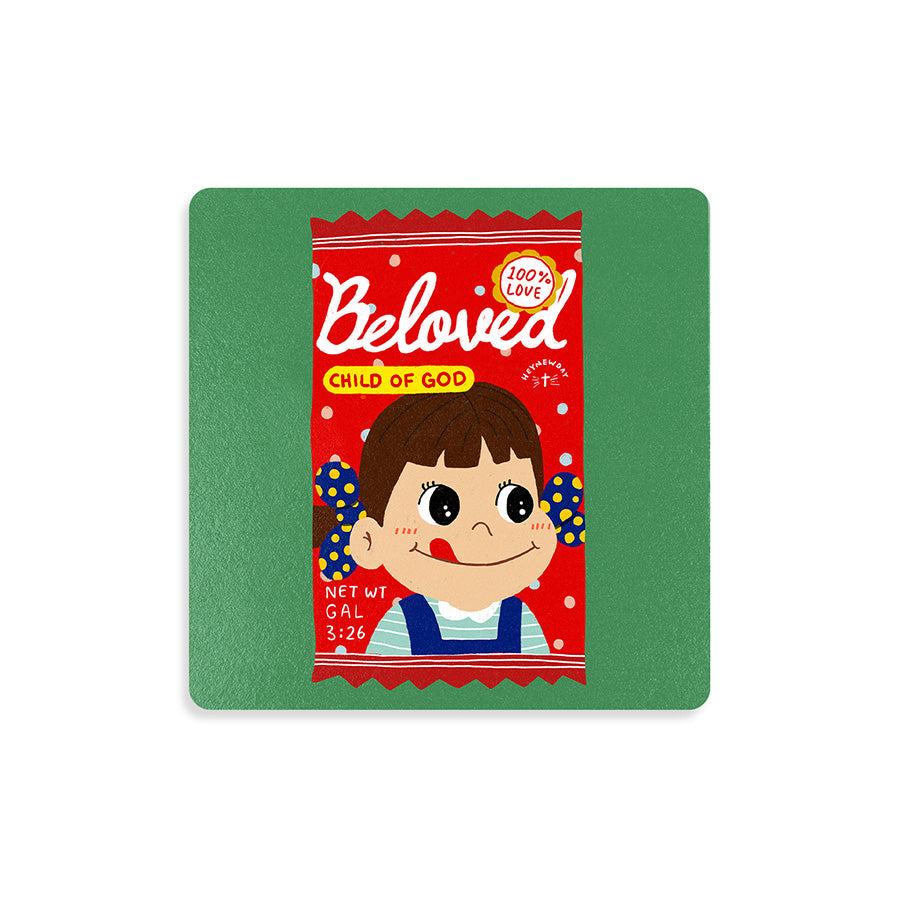 Beloved Child of God Candy wooden coaster inspired by Galatians 3:26