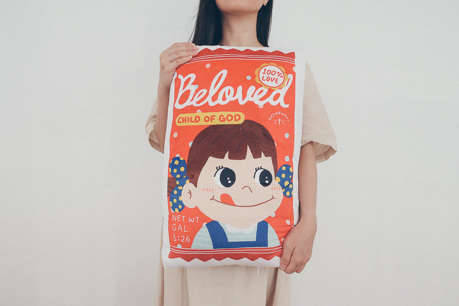 Beloved Milky Candy Love Supermarket plush toy packaging-inspired design.