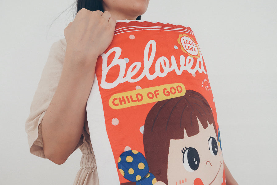 Beloved Milky Candy Love Supermarket plush toy close-up.