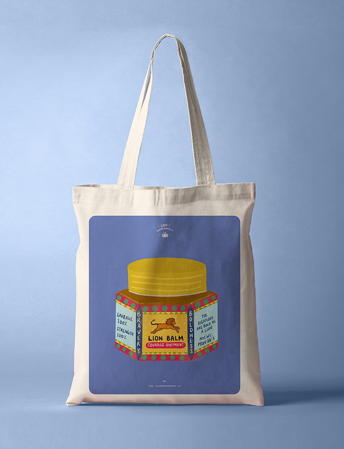 Bold Lion Balm {Tote Bag} - tote bag by The Commandment, The Commandment Co