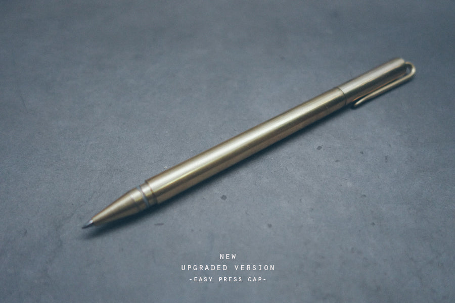 Classic brass pen with press cap slot to back of pen