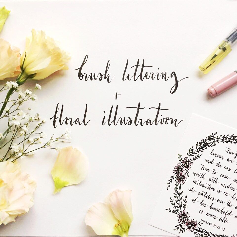 Brush Lettering and Floral Illustration {Workshop} 7 Oct SATURDAY - workshop by When I was Four, The Commandment Co , Singapore Christian gifts shop