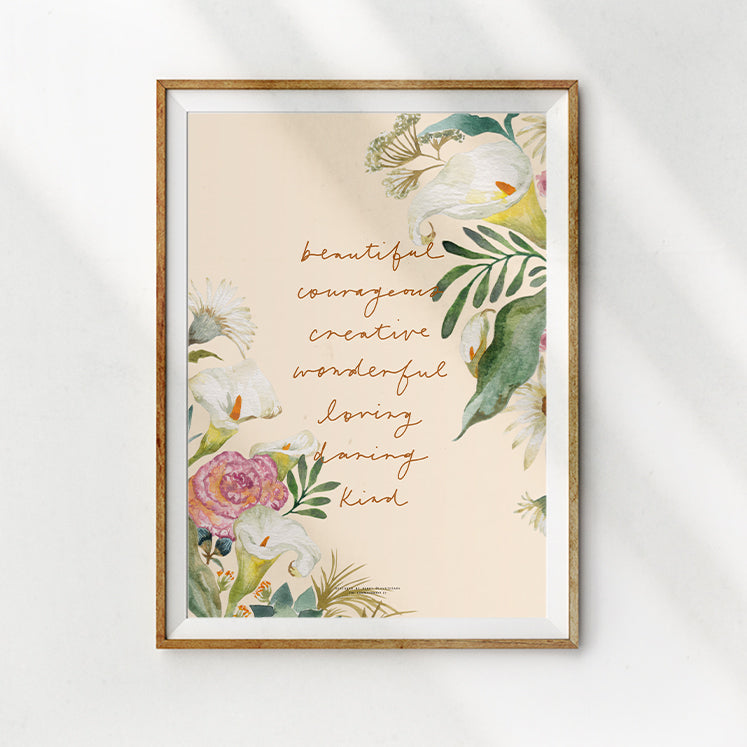 Beautiful Courage Creative Wonderful Loving Daring Kind {Poster} - Posters by Love The Ark, The Commandment Co