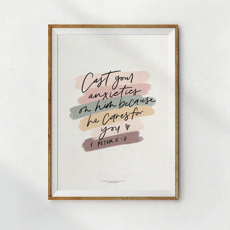 Cast Your Anxieties {Poster} - Posters by Hannah Letters, The Commandment Co