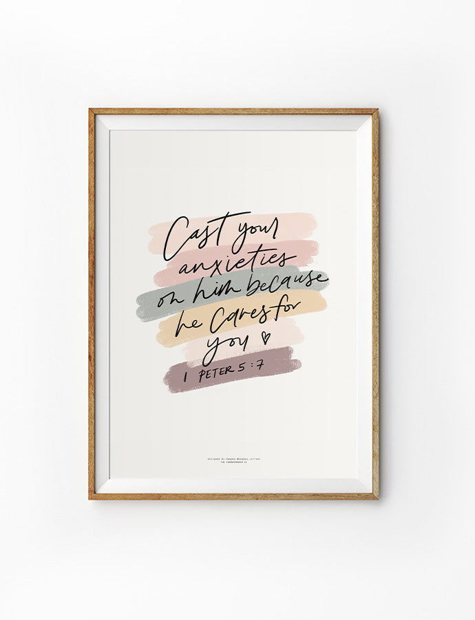 Cast Your Anxieties {Poster} - Posters by Hannah Letters, The Commandment Co