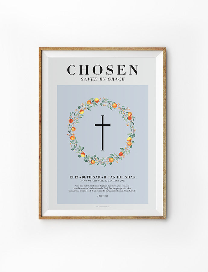 Chosen Loved Faith customisable Christian baptism poster.