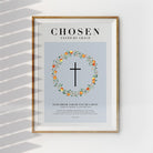 Customisable baptism poster personalised with name, date, location and verse.