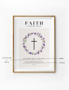 Customisable vintage-style baptism wall art poster product view.