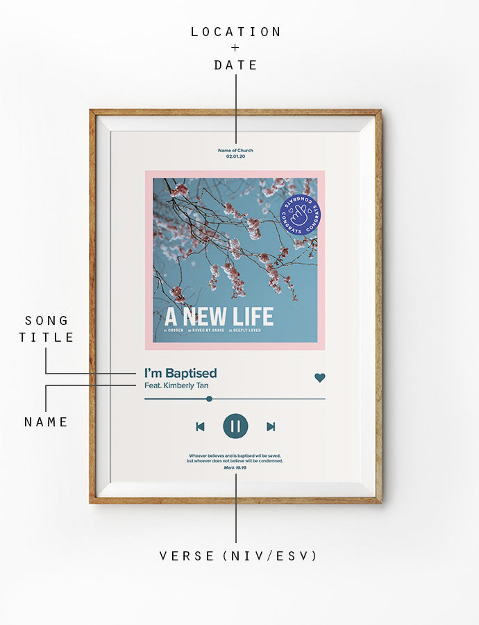 I Am Baptised Song Playlist Poster {Customisable} - Posters by The Commandment Co, The Commandment Co , Singapore Christian gifts shop